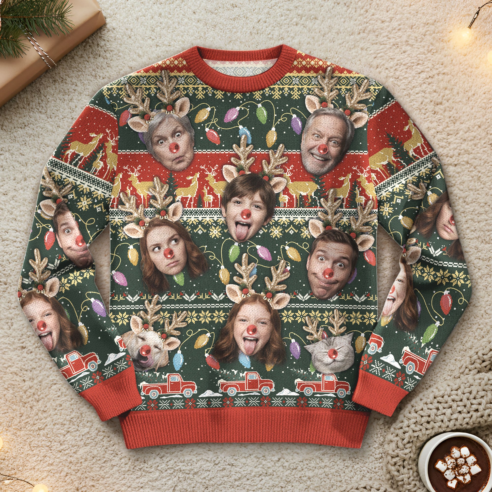 Unique Personalized Christmas Face Sweater – Perfect Holiday Party Outfit