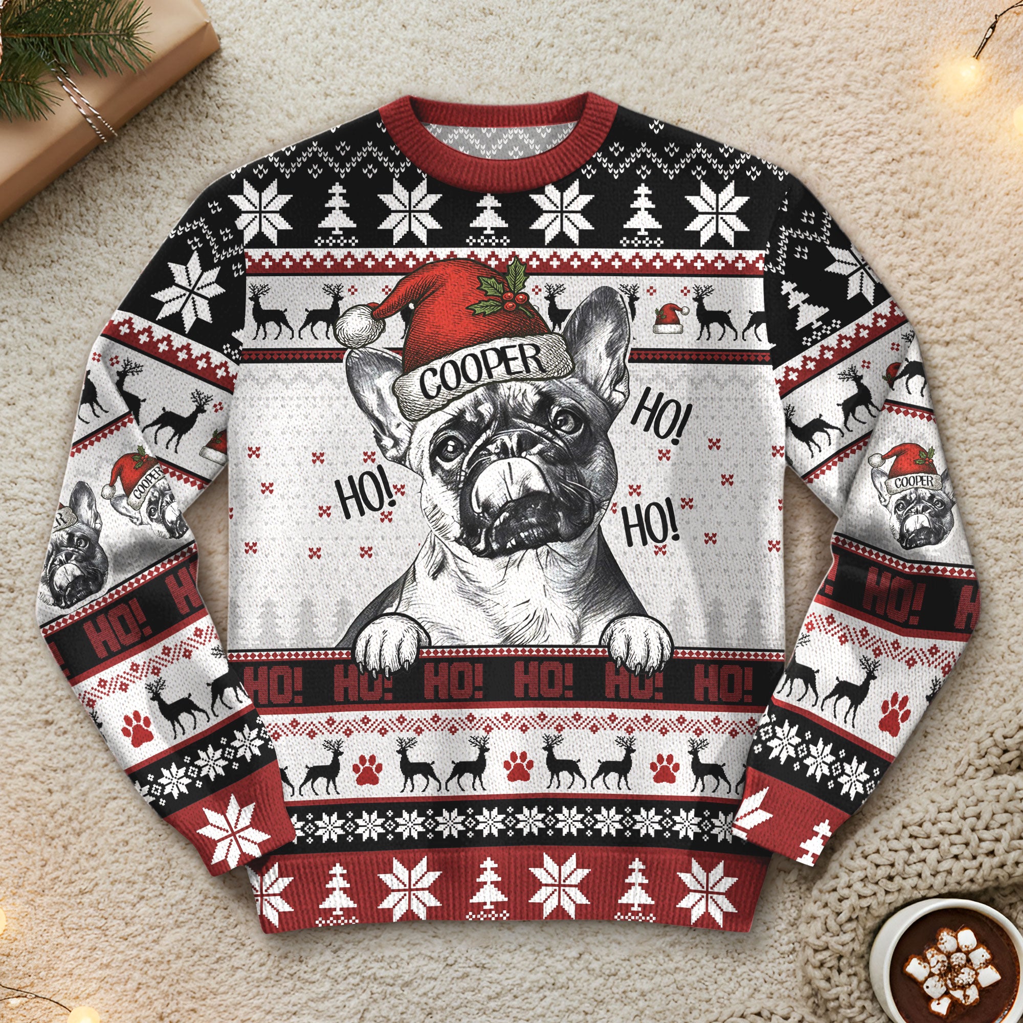 Custom Pet Photo Christmas Sweater – Funny Holiday Dog Sweatshirt Gift for Dog Dad