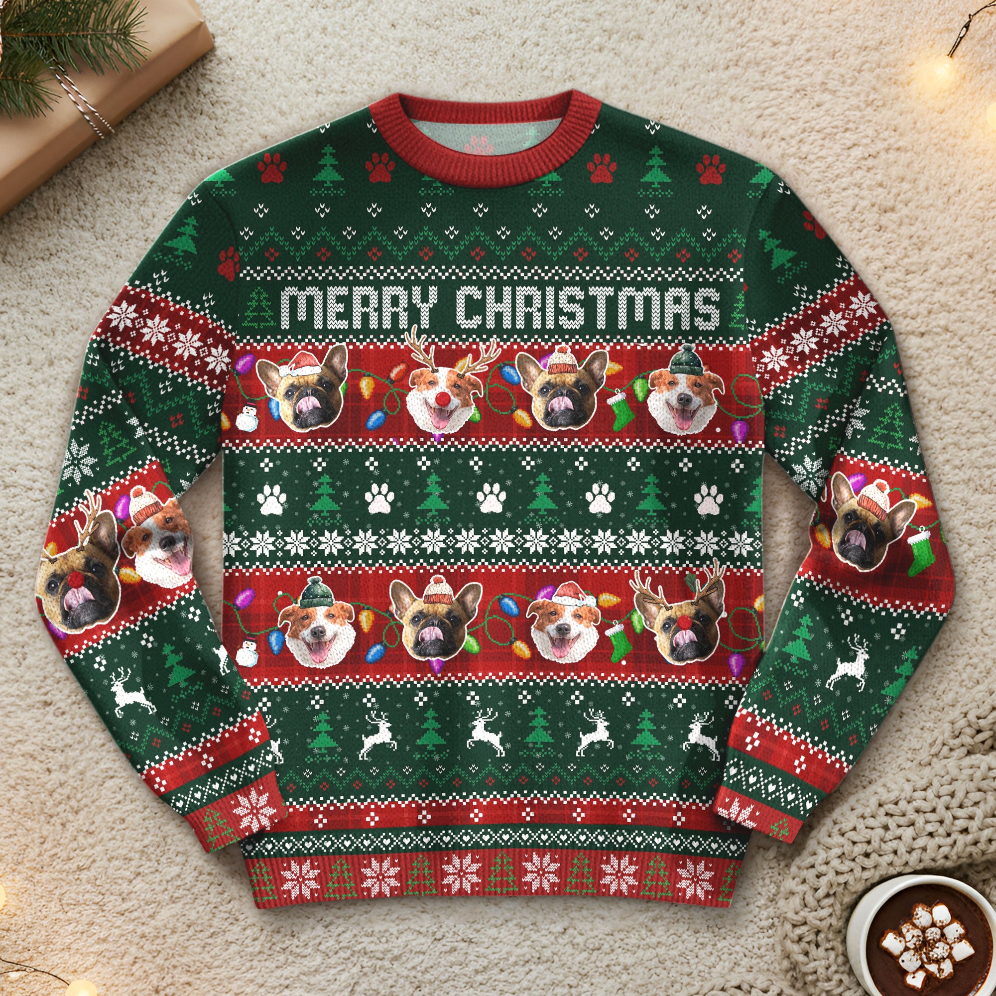 Custom Dogs Ugly Christmas Sweater – Personalized Holiday Sweatshirt Gift for Pet Lovers