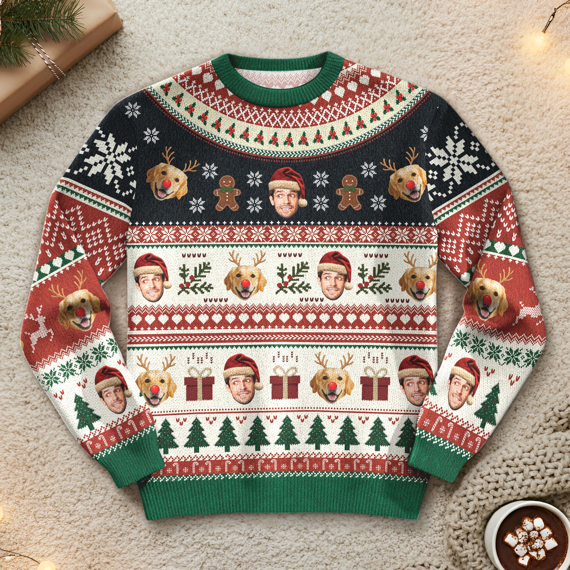Personalized Dog Photo Christmas Sweater – Custom Holiday Sweatshirt Gift for Pet Lovers