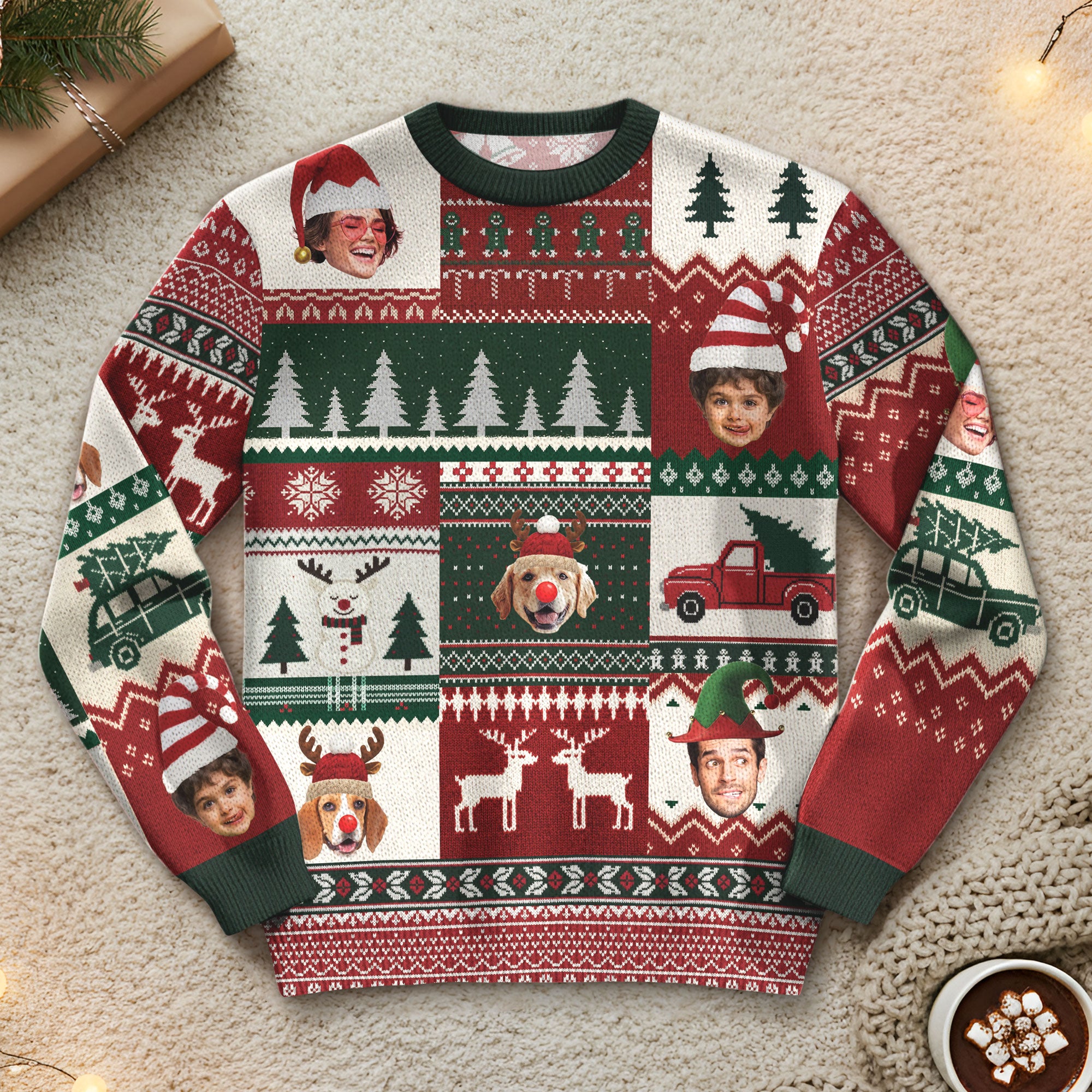 Ugly Christmas Sweater Custom Face – Personalized Holiday Sweatshirt Gift for Women Men