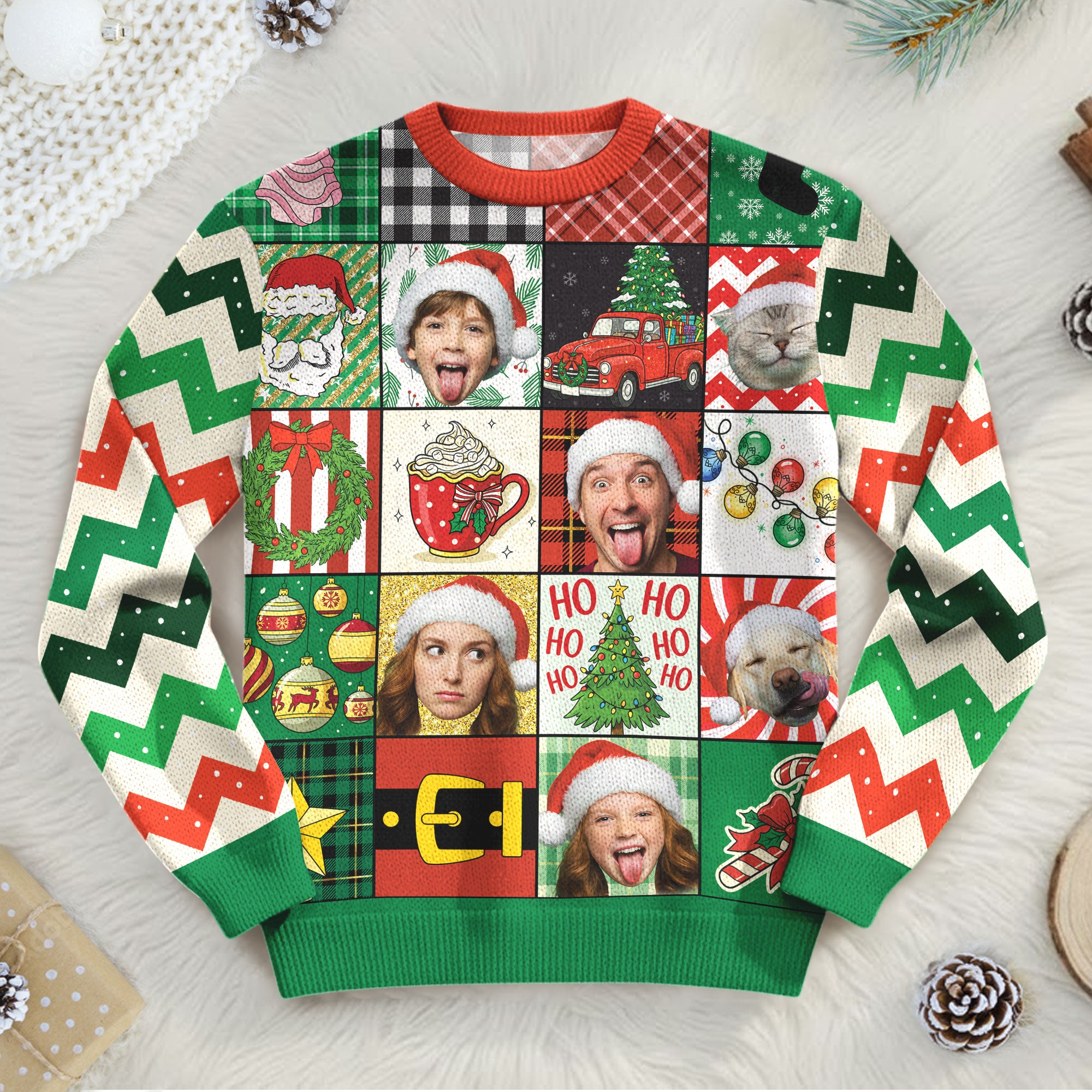 Custom Ugly Christmas Sweater – Personalized Photo Holiday Sweater for Family, Pets & Gifts