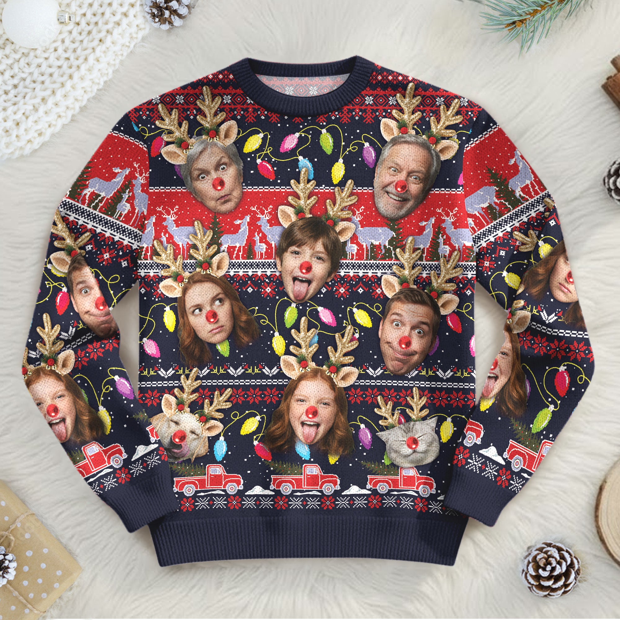 Custom Christmas Face Sweatshirt – Personalized Funny Holiday Photo Sweater