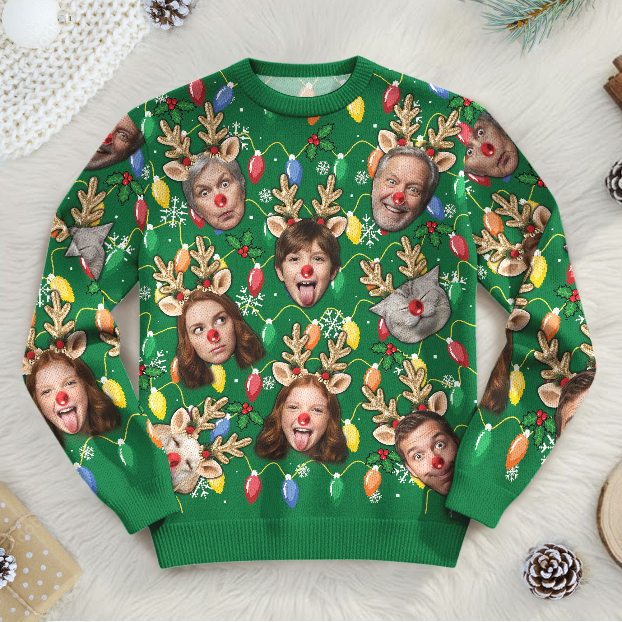 Custom Photo Ugly Christmas Sweater – Unique Family Holiday Outfit