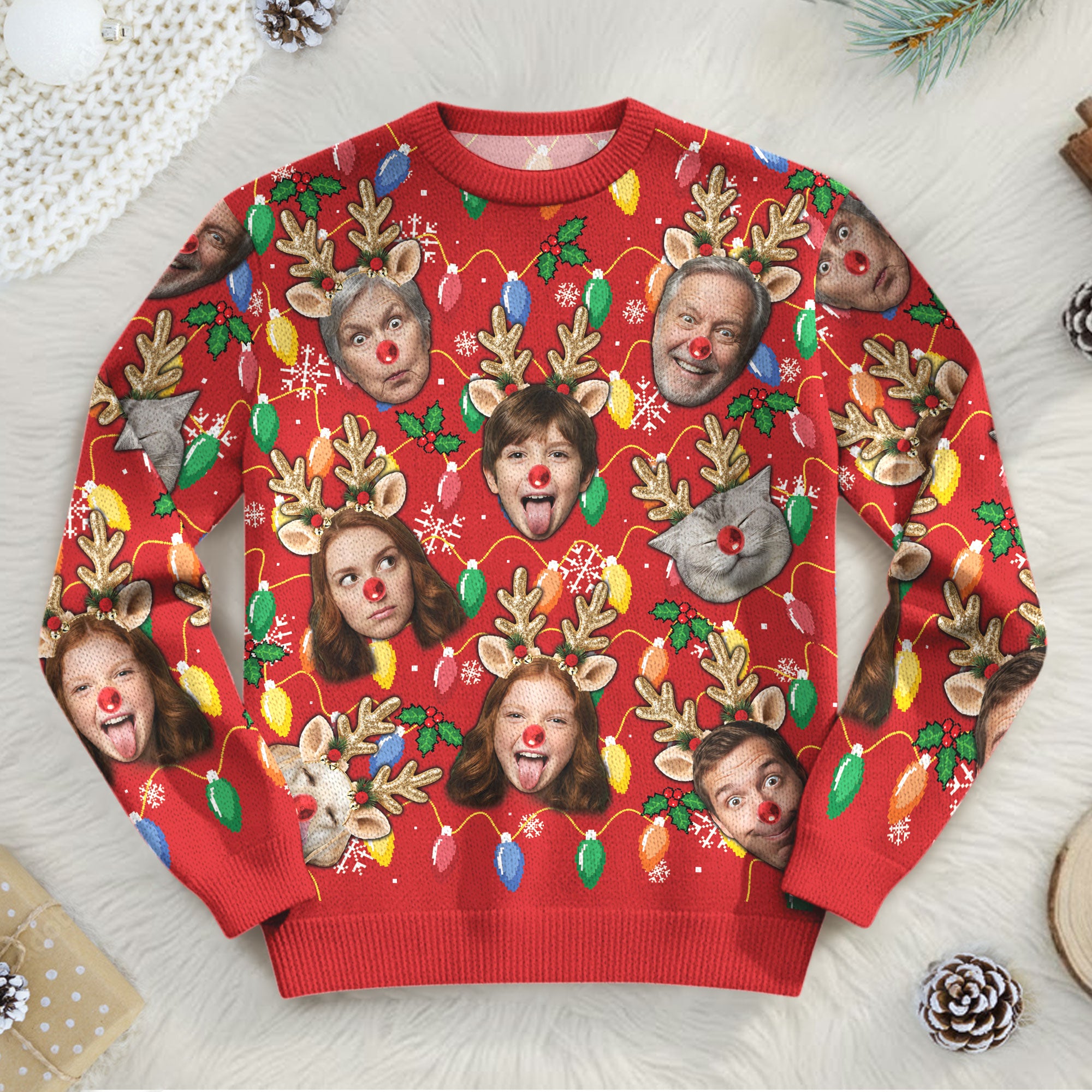 Personalized Christmas Face Collage Sweatshirt – Funny Matching Gift