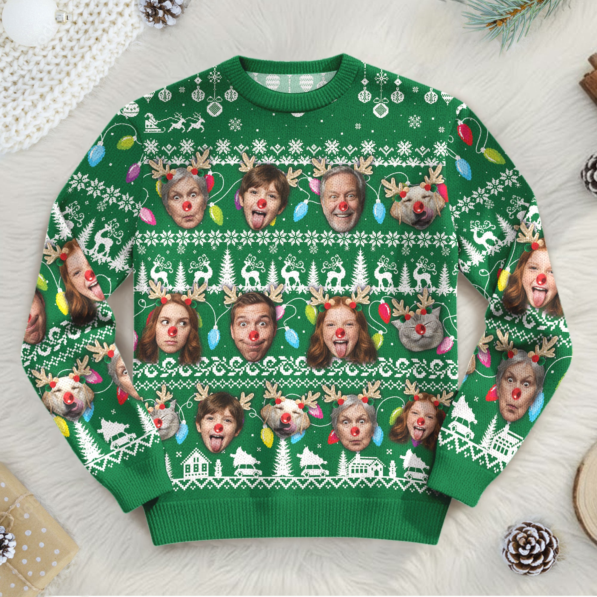 Custom Face Xmas Ugly Sweater – Personalized Funny Holiday Apparel