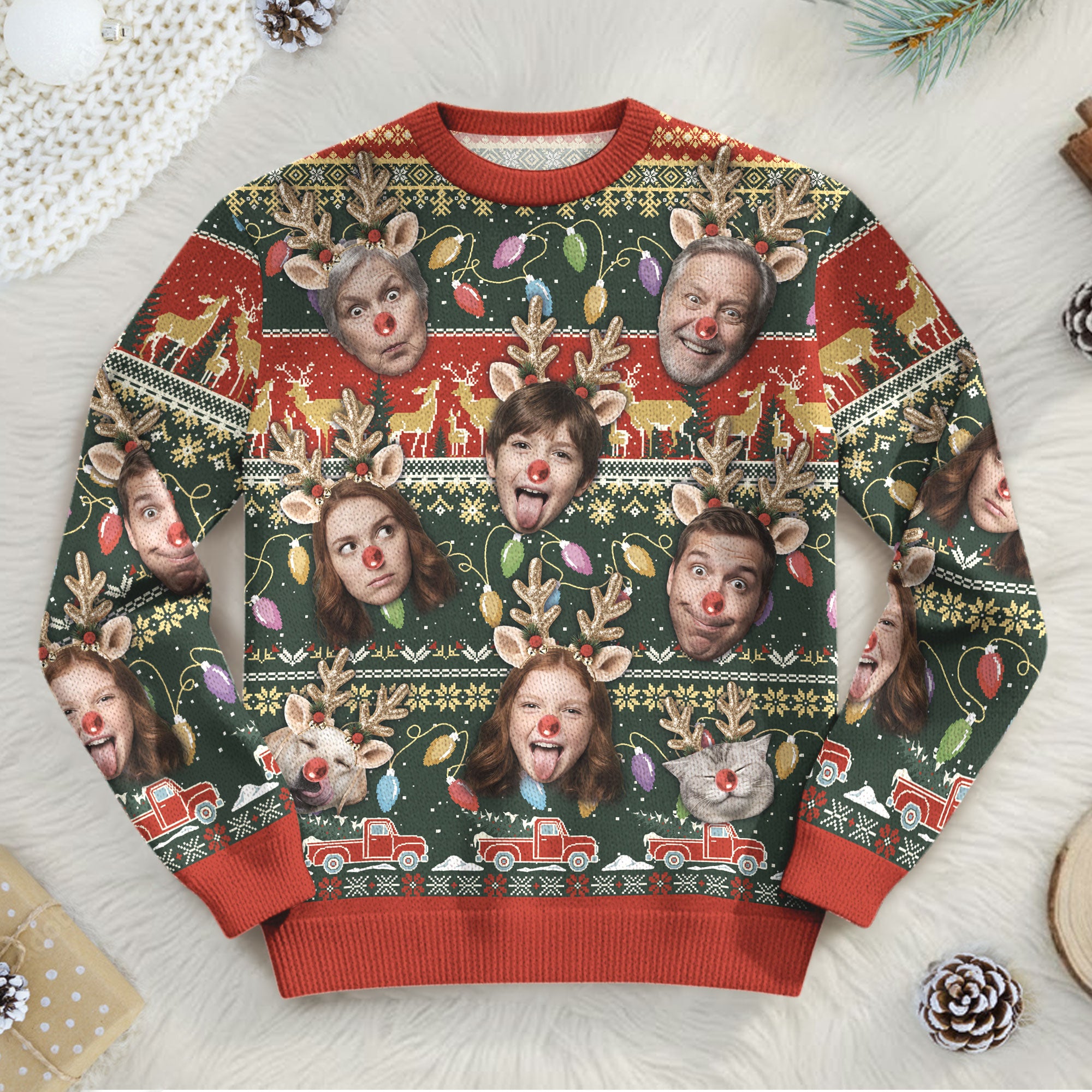 Unique Personalized Christmas Face Sweater – Perfect Holiday Party Outfit