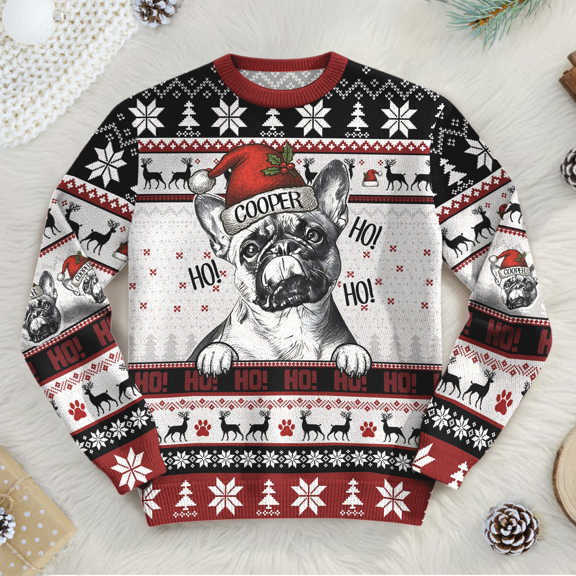 Custom Pet Photo Christmas Sweater – Funny Holiday Dog Sweatshirt Gift for Dog Dad