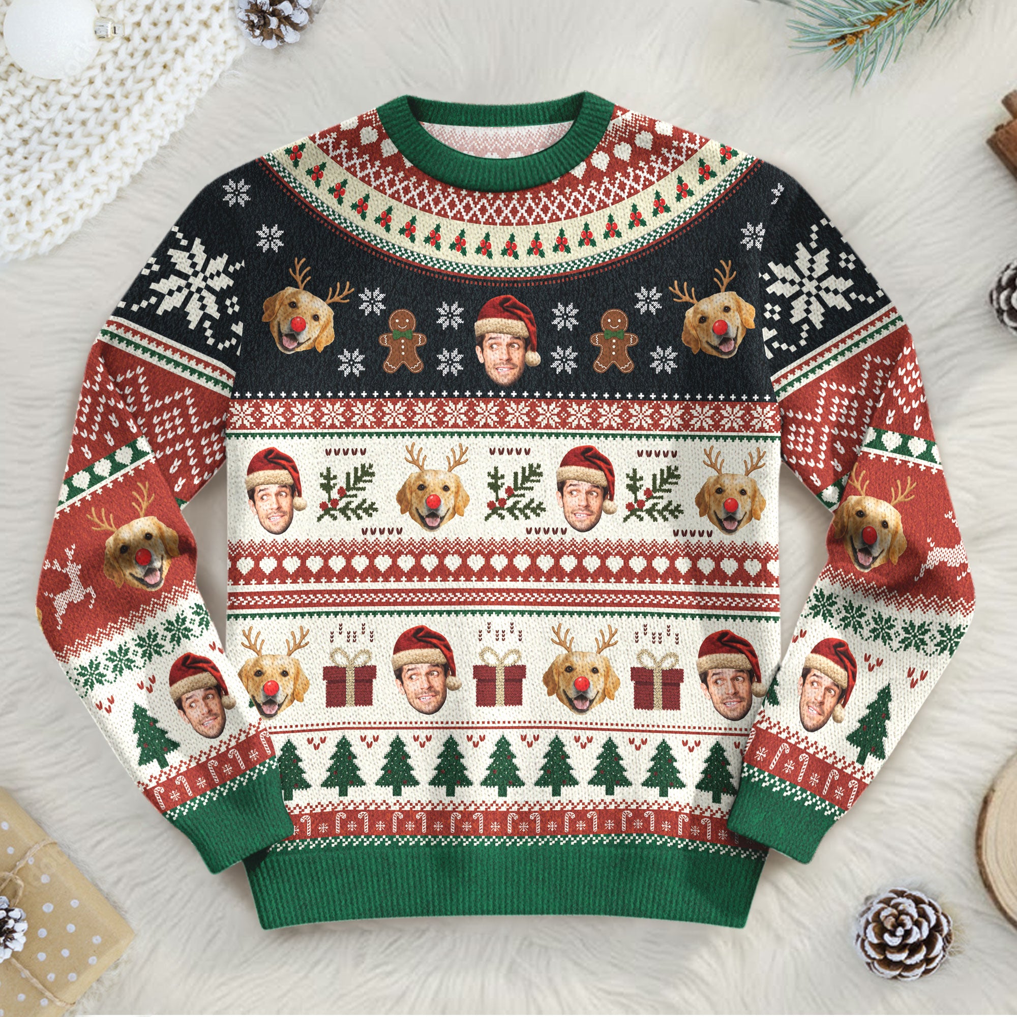 Personalized Dog Photo Christmas Sweater – Custom Holiday Sweatshirt Gift for Pet Lovers