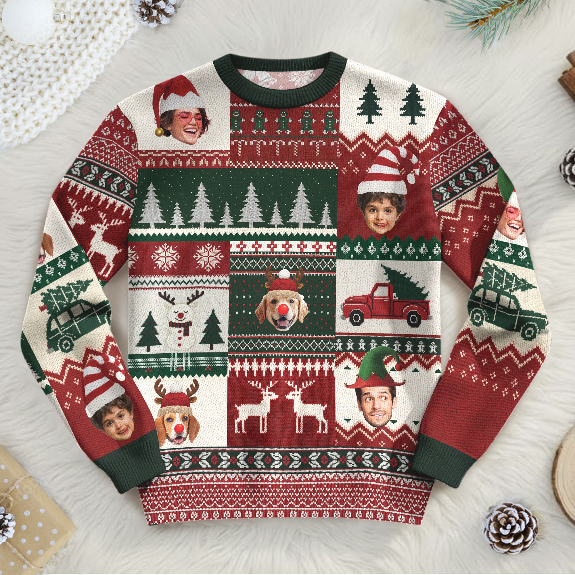 Ugly Christmas Sweater Custom Face – Personalized Holiday Sweatshirt Gift for Women Men