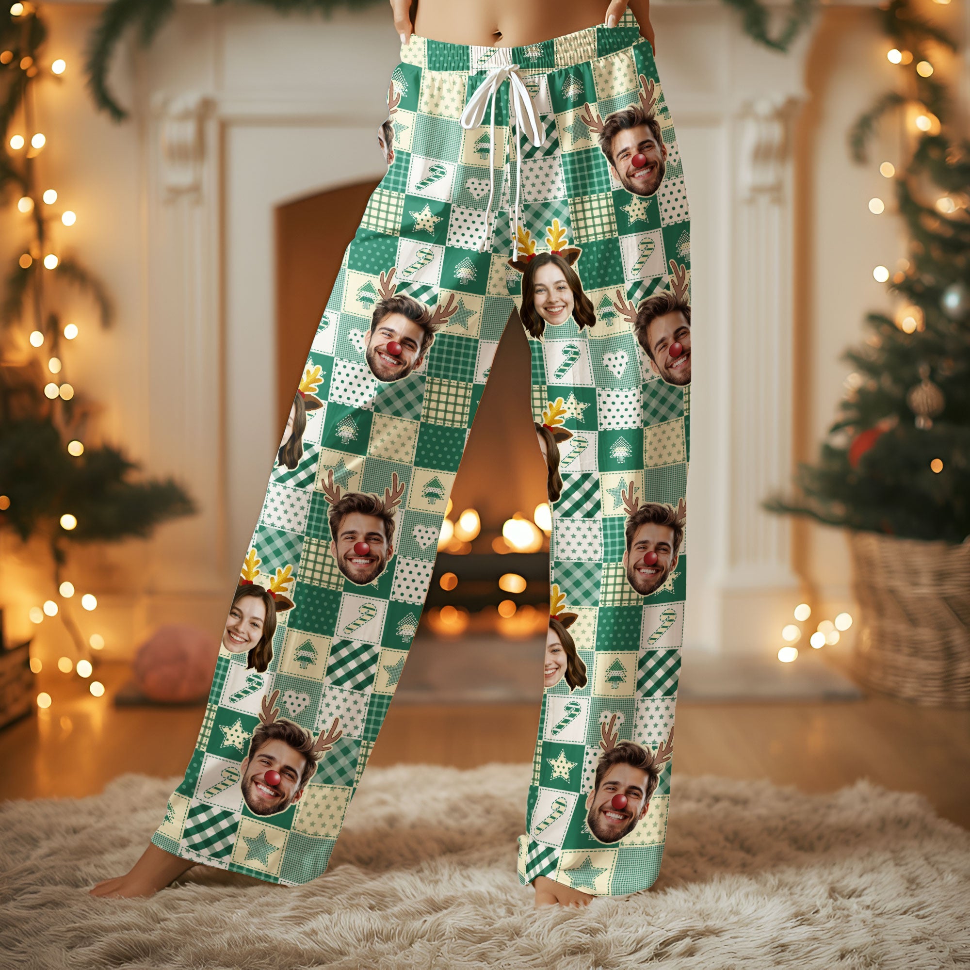Custom Face Matching Pajamas – Personalized Funny Christmas PJs, Holiday Gift for Him/Her