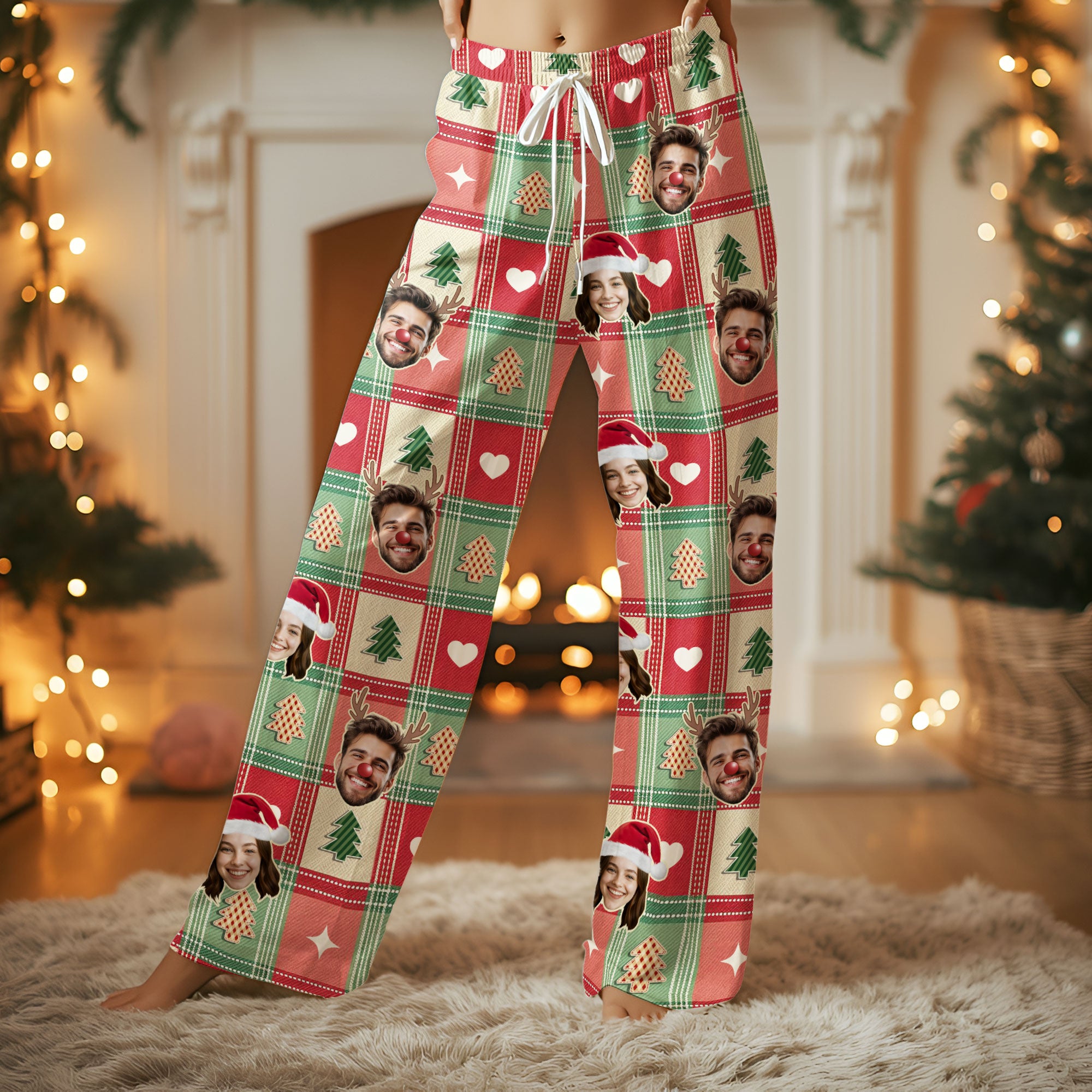 Custom Photo Pajama Pants – Personalized Christmas PJs, Funny Matching Set