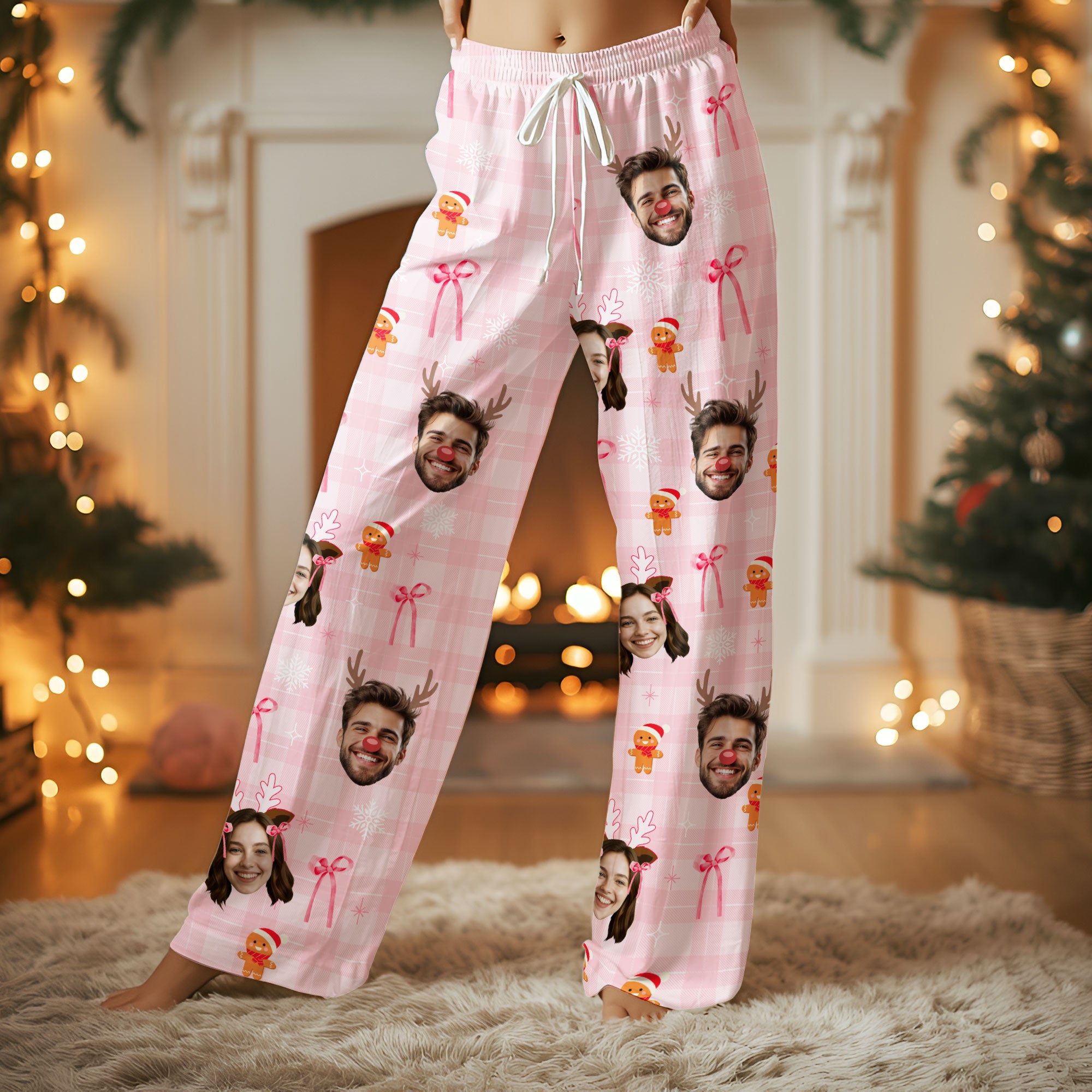 Funny Custom Face Pajamas – Personalized Holiday Matching PJs Set for Couples, Christmas