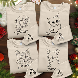 Custom Dog Sweatshirt – Personalized Line Art of Your Dog’s Portrait, Perfect Dog Mom Gift