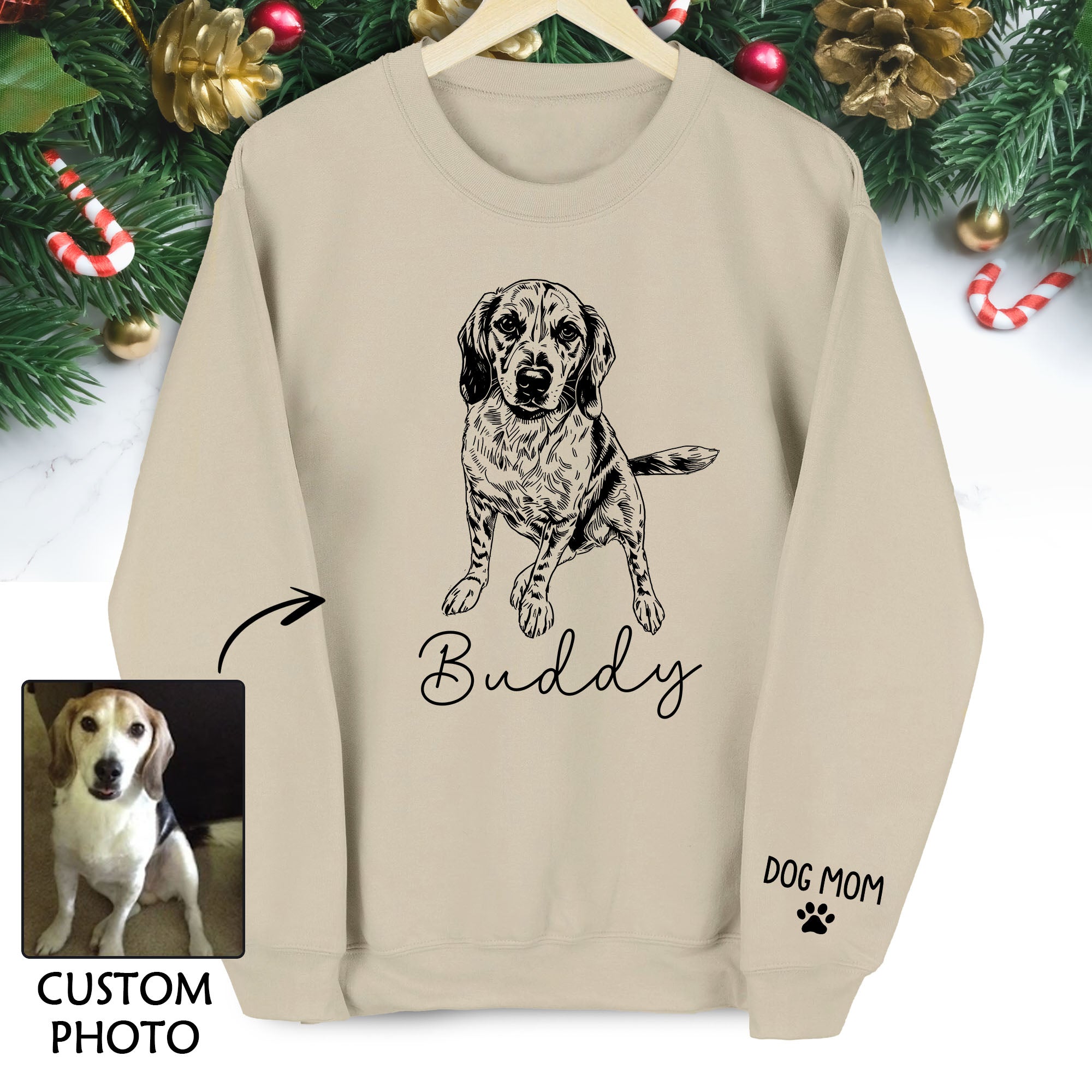 Custom Dog Mom Sweatshirt – Personalized with Your Dog’s Picture, Great Gift for Dog Lovers
