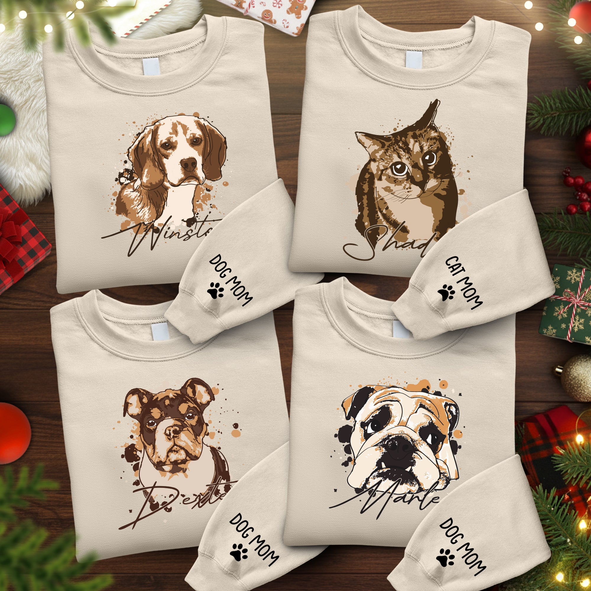 Personalized Dog Sweatshirt - Custom Pet Photo Gift for Dog Mom Christmas