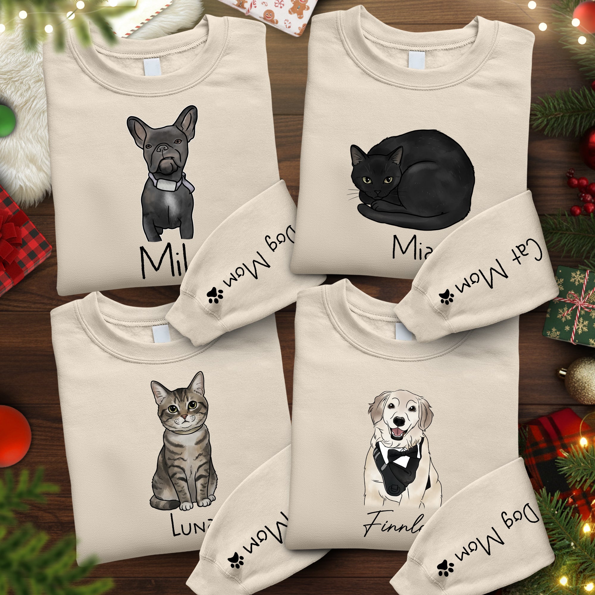 Custom Dog Lover Sweatshirt – Personalized Pet Photo Crewneck, Christmas Gift for Women