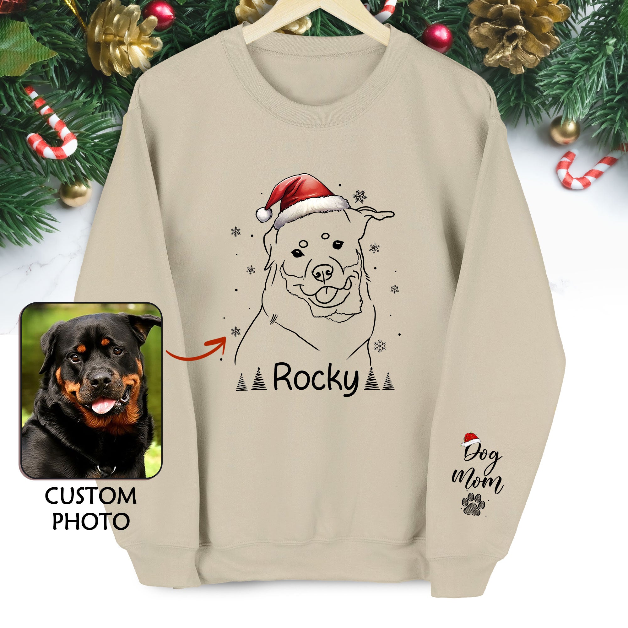 Personalized Dog Mom Sweatshirt – Custom Name and Photo Sweater, Cute Christmas Gift