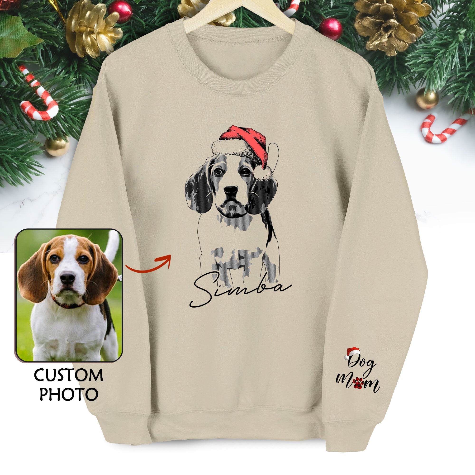 Custom Pet Christmas Sweatshirt – Personalized Dog Photo Shirt, Cozy Gift for Dog Lovers