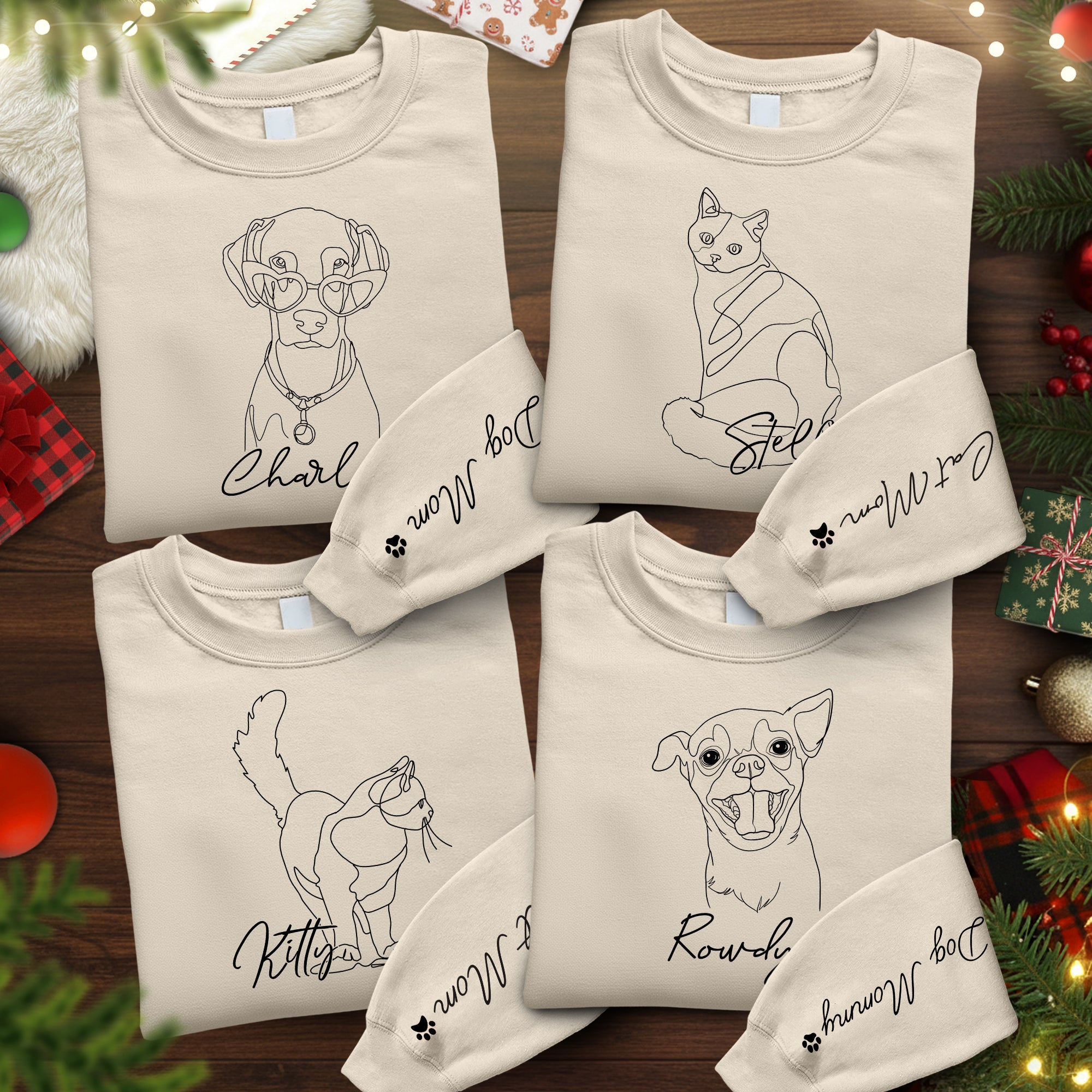 Custom Dog Sweatshirt for Dog Moms – Personalized with Your Pet’s Line Art