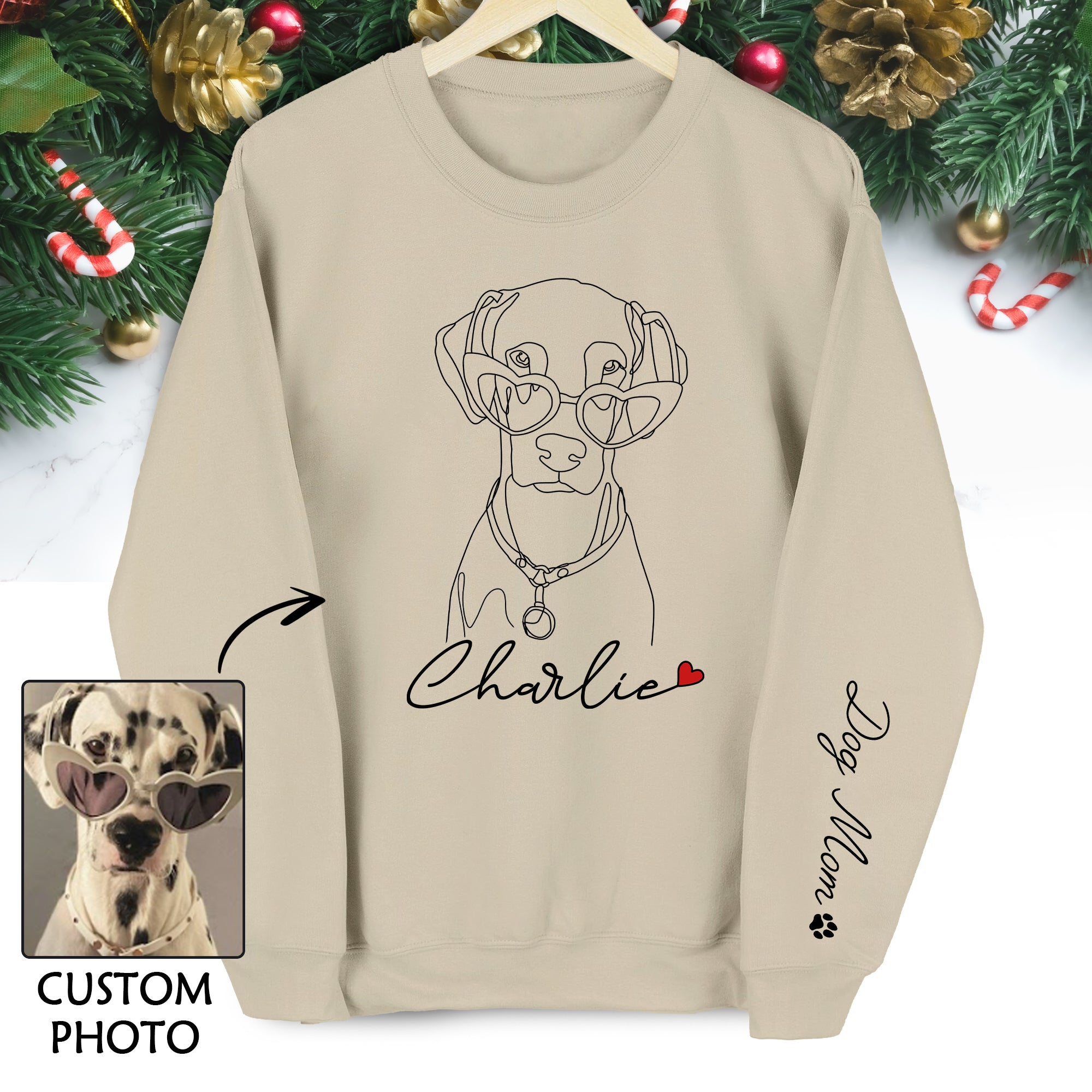 Custom Dog Sweatshirt for Dog Moms – Personalized with Your Pet’s Line Art