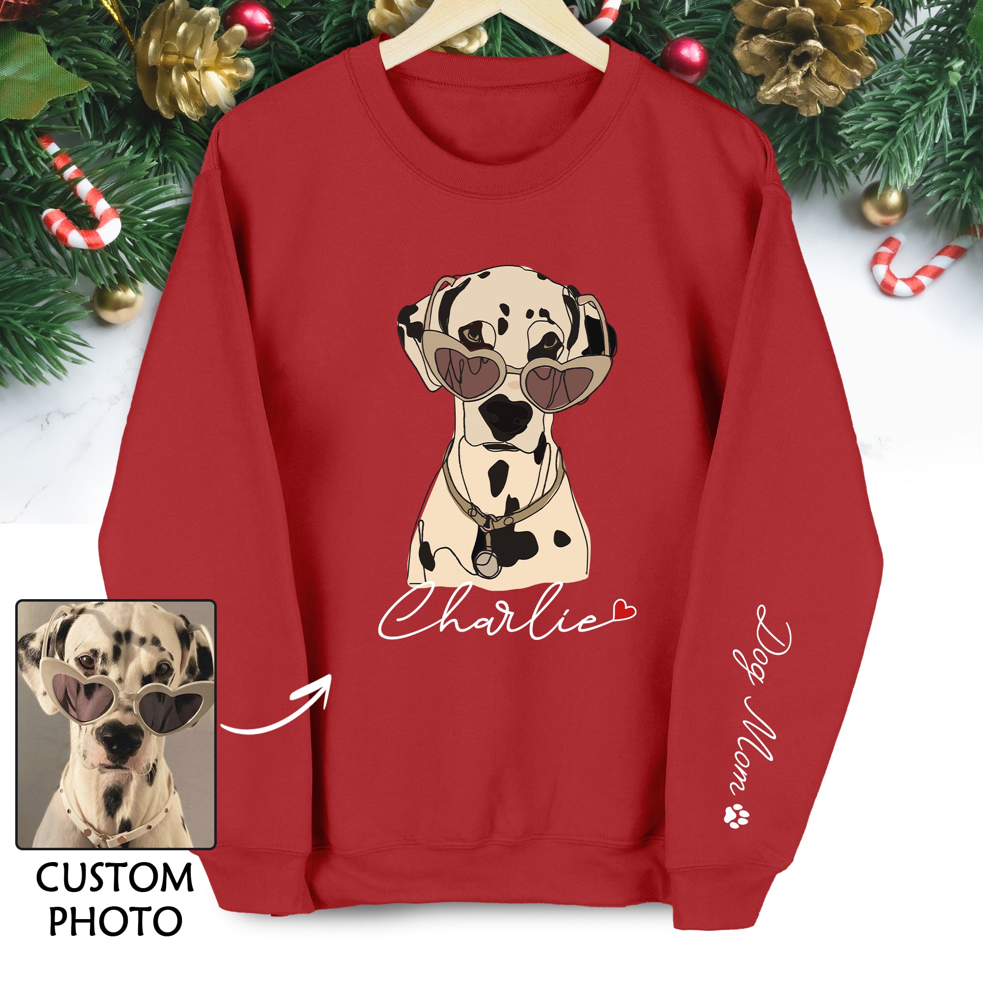 Custom Dog Sweatshirt – Personalized Pet Design with Your Dog’s Minimalist Portrait