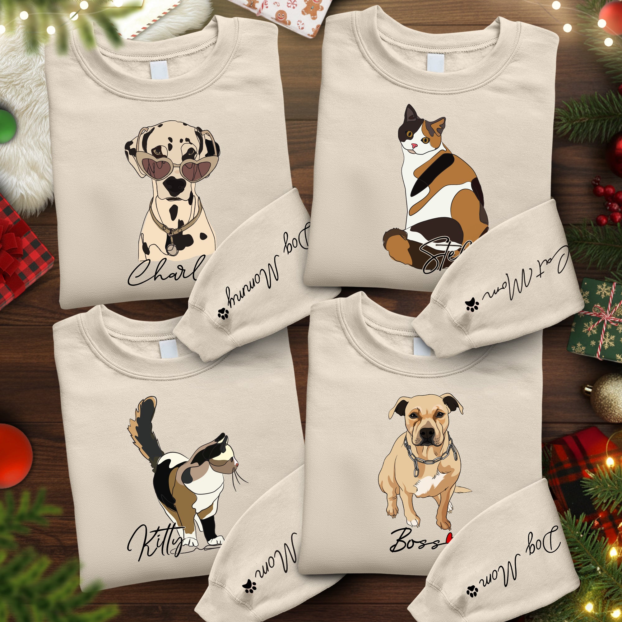 Custom Dog Sweatshirt – Personalized Pet Design with Your Dog’s Minimalist Portrait