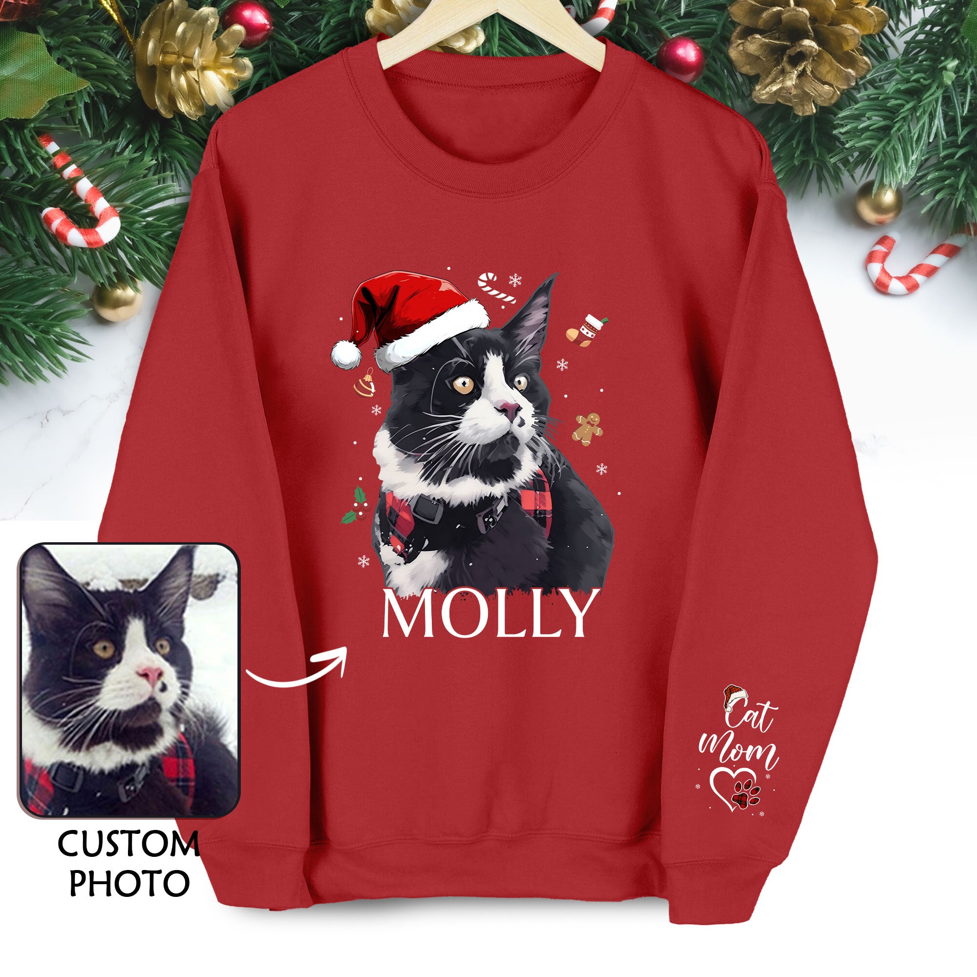 Personalized Sweatshirt for Cat Moms – Custom Cat Design with Your Pet’s Photo