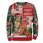 Custom Cat Ugly Christmas Sweater – Funny Merry & Bright Sweatshirt for Cat Lovers Gift