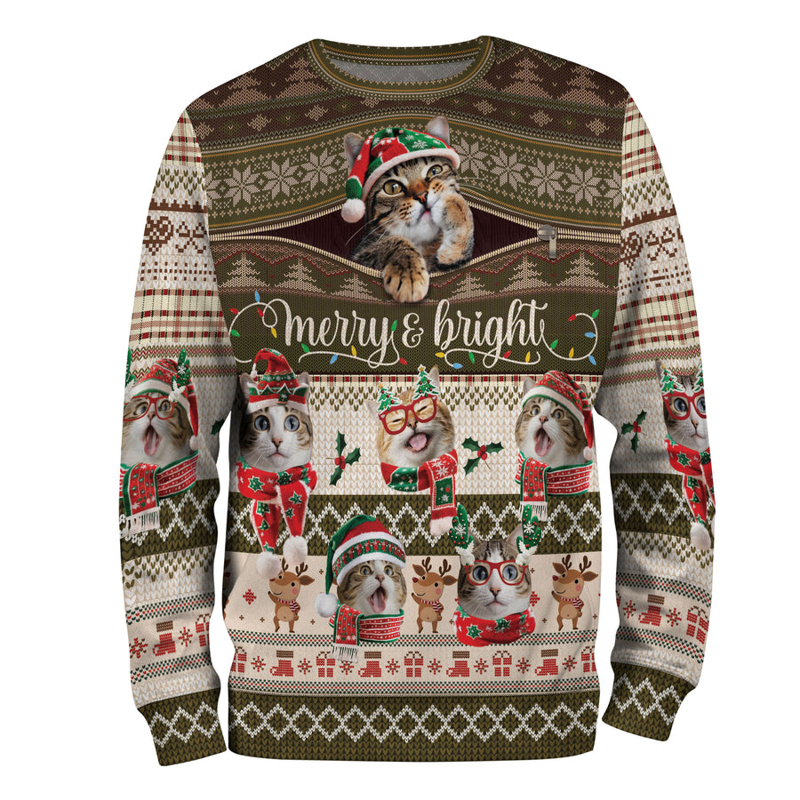 Funny Cat Christmas Sweater – Custom Holiday Sweatshirt for Men & Women Gift