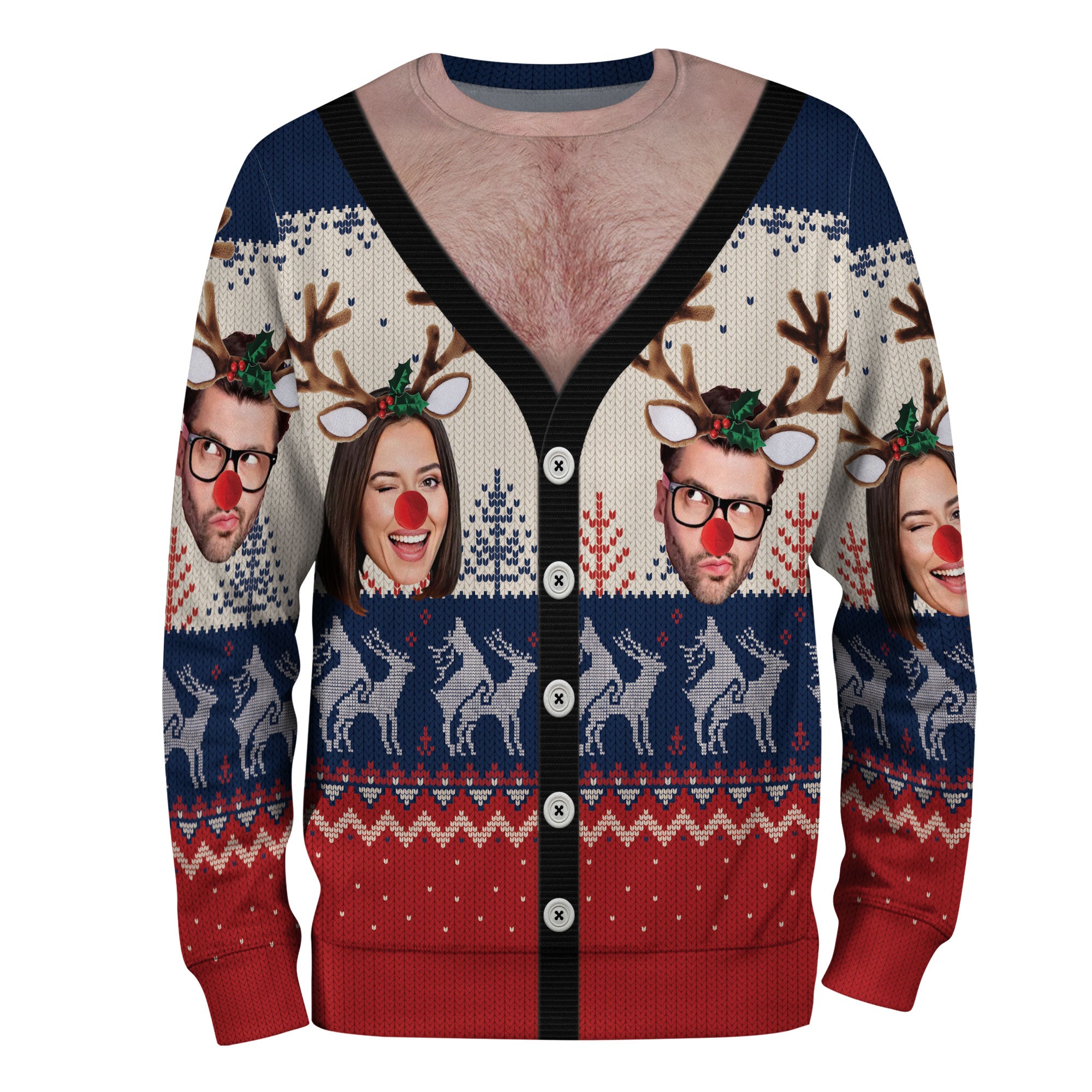 Custom Face Ugly Christmas Sweater – Personalized Photo Holiday Sweatshirt for Men & Women Gift