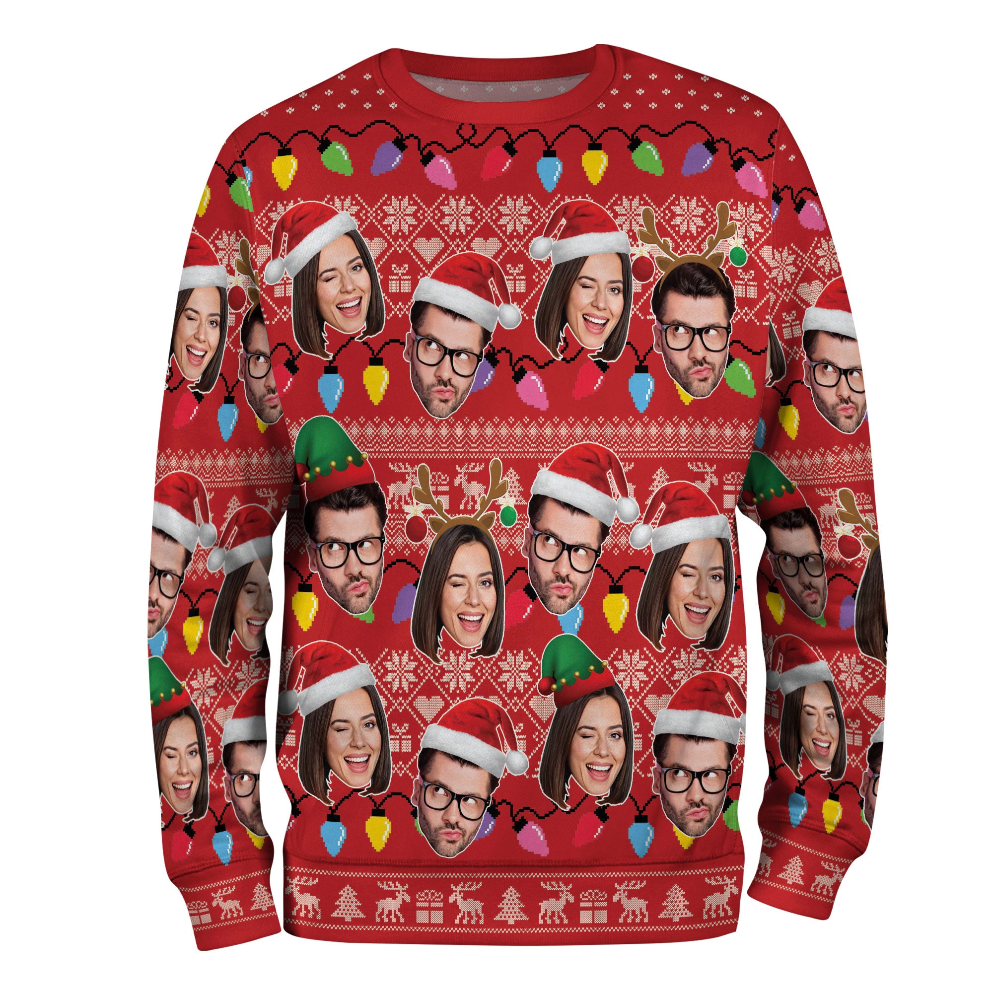 Custom Family Face Ugly Xmas Sweater – Personalized Photo Christmas Sweatshirt for Holiday Gift