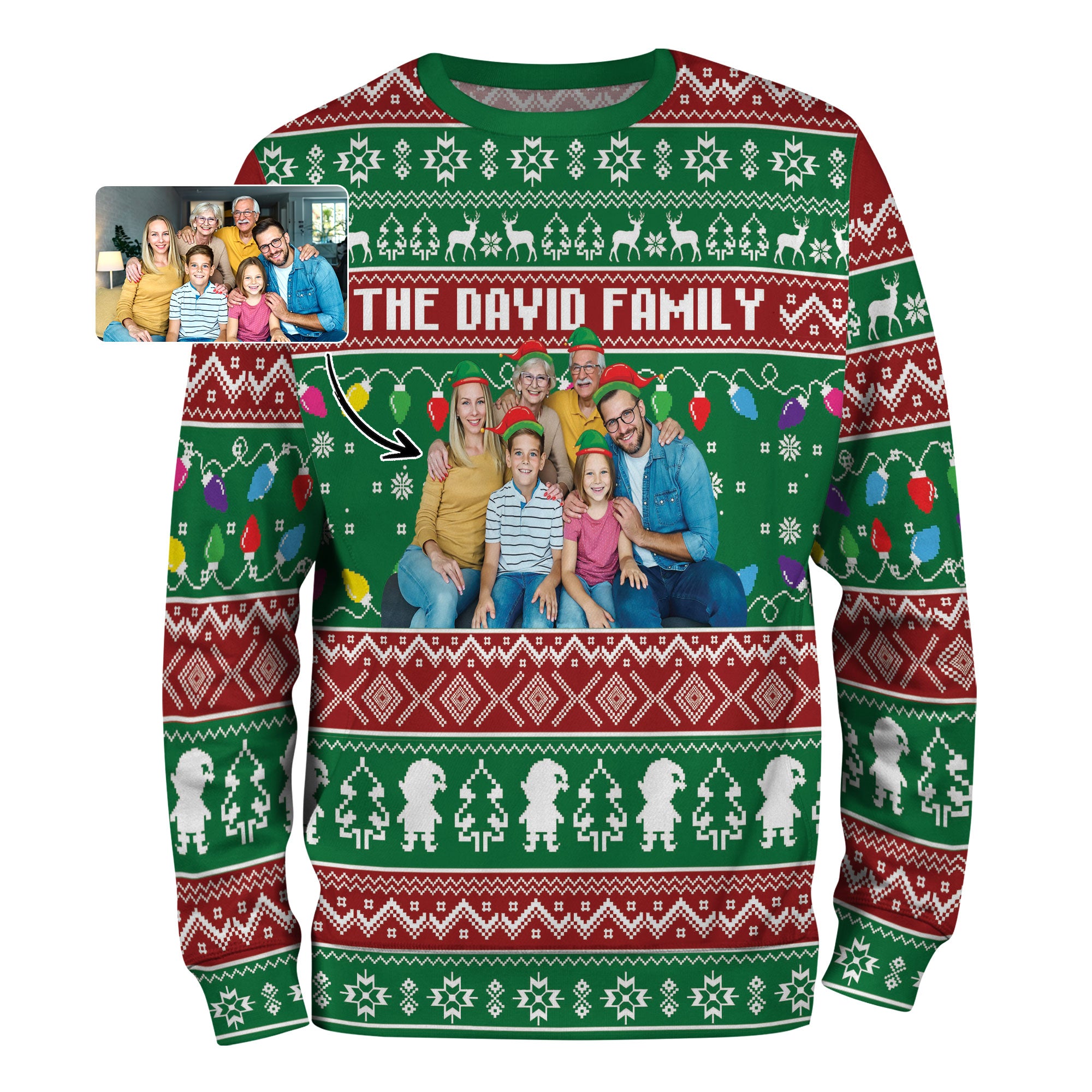 Custom Photo Family Christmas Ugly Sweater – Personalized Text Sweatshirt for Holiday Gift