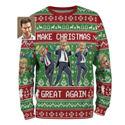 Make Christmas Great Again Sweater – Custom Photo Ugly Xmas Sweatshirt, Funny Holiday Gift
