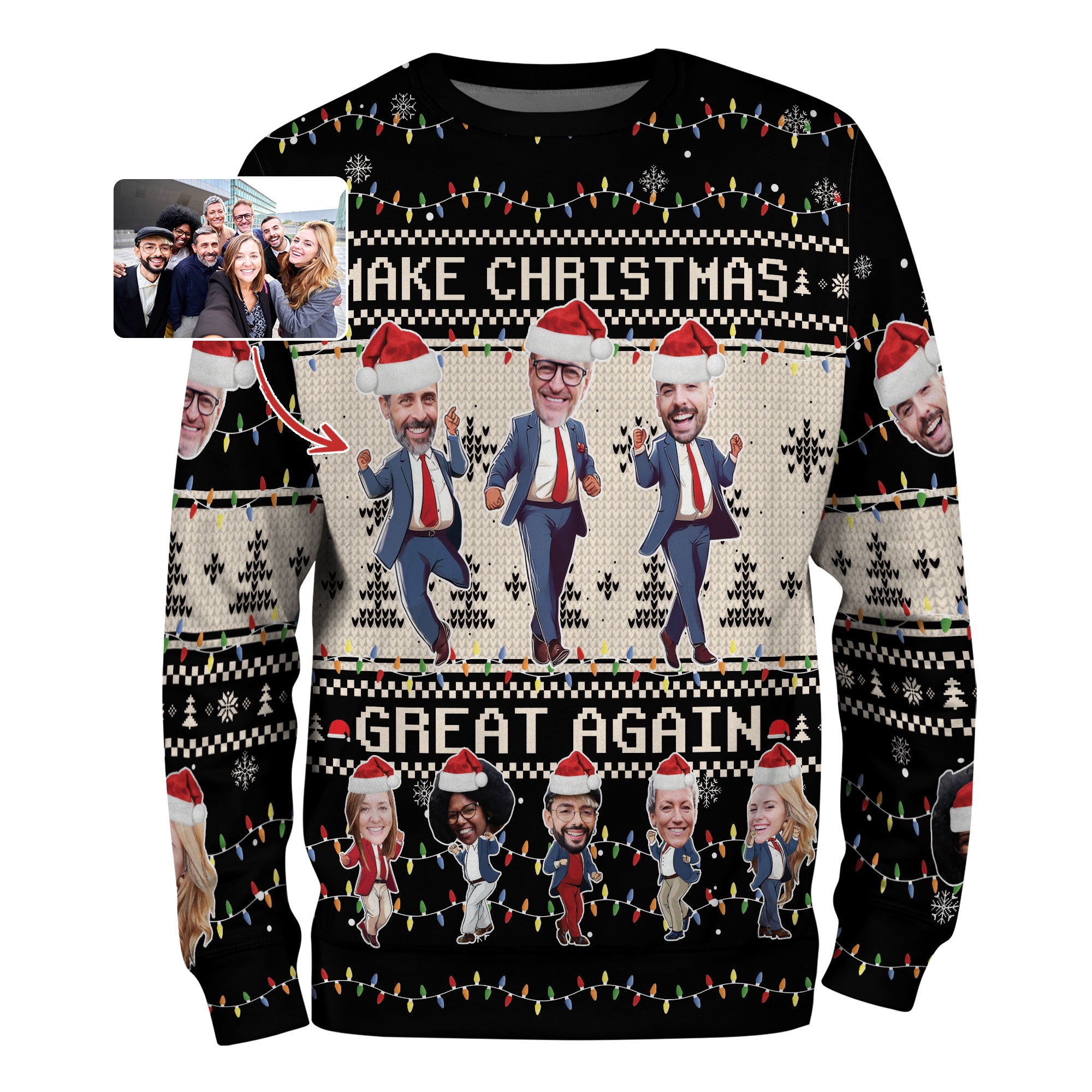 Funny Custom Photo Christmas Sweater – Personalized Ugly Holiday Sweatshirt for Men & Women