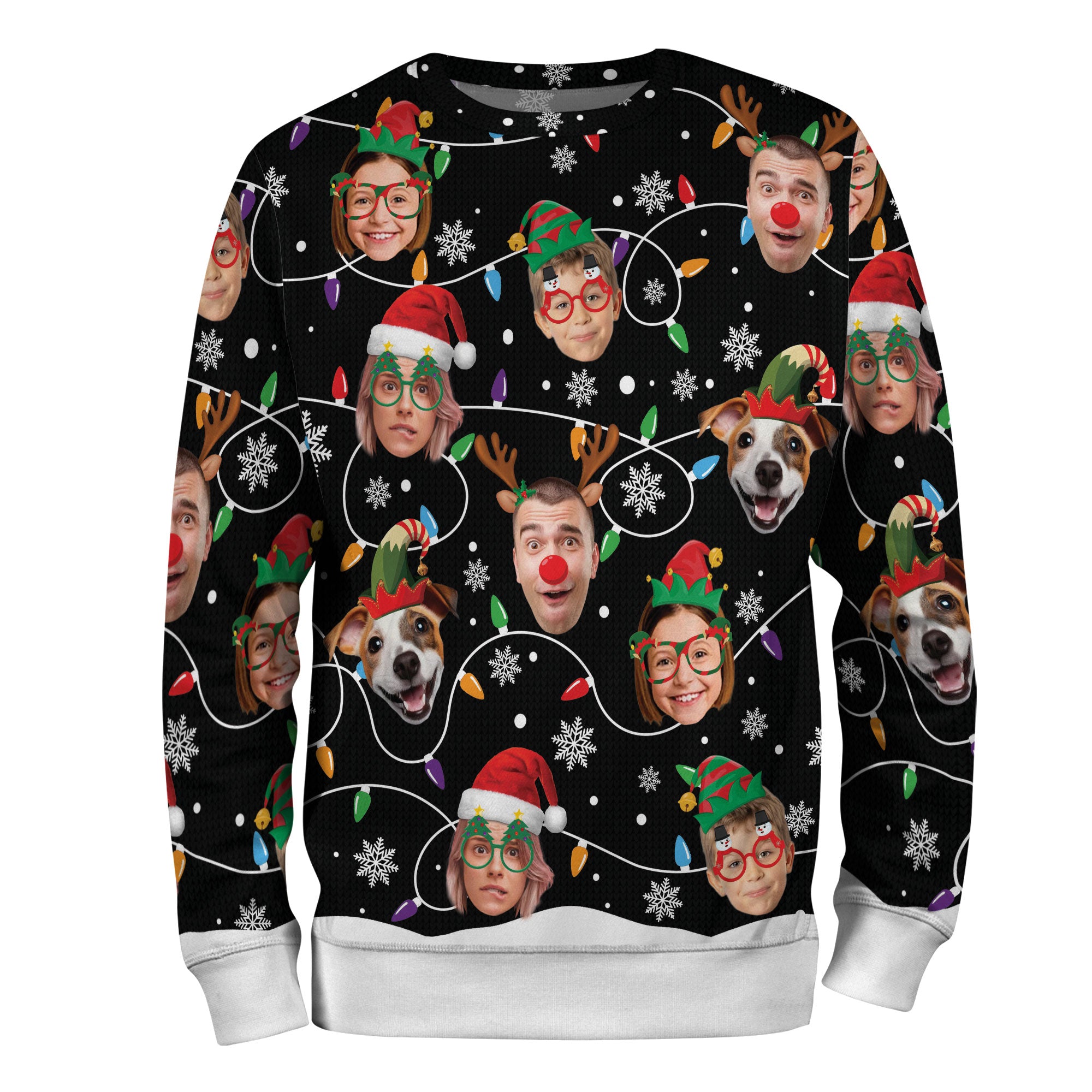 Funny Custom Pet & Human Face Christmas Sweater – Personalized Ugly Xmas Sweatshirt Gift for Pet Lovers