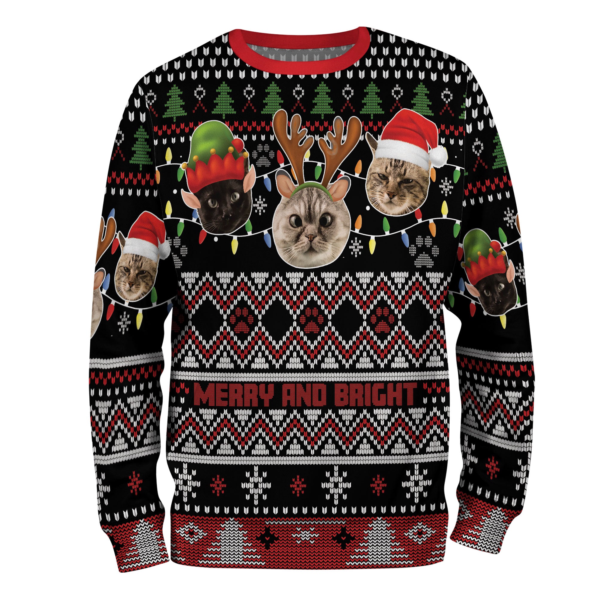Funny Personalized Pet Photo Xmas Sweater – Custom Face Ugly Christmas Sweatshirt for Pet Lovers