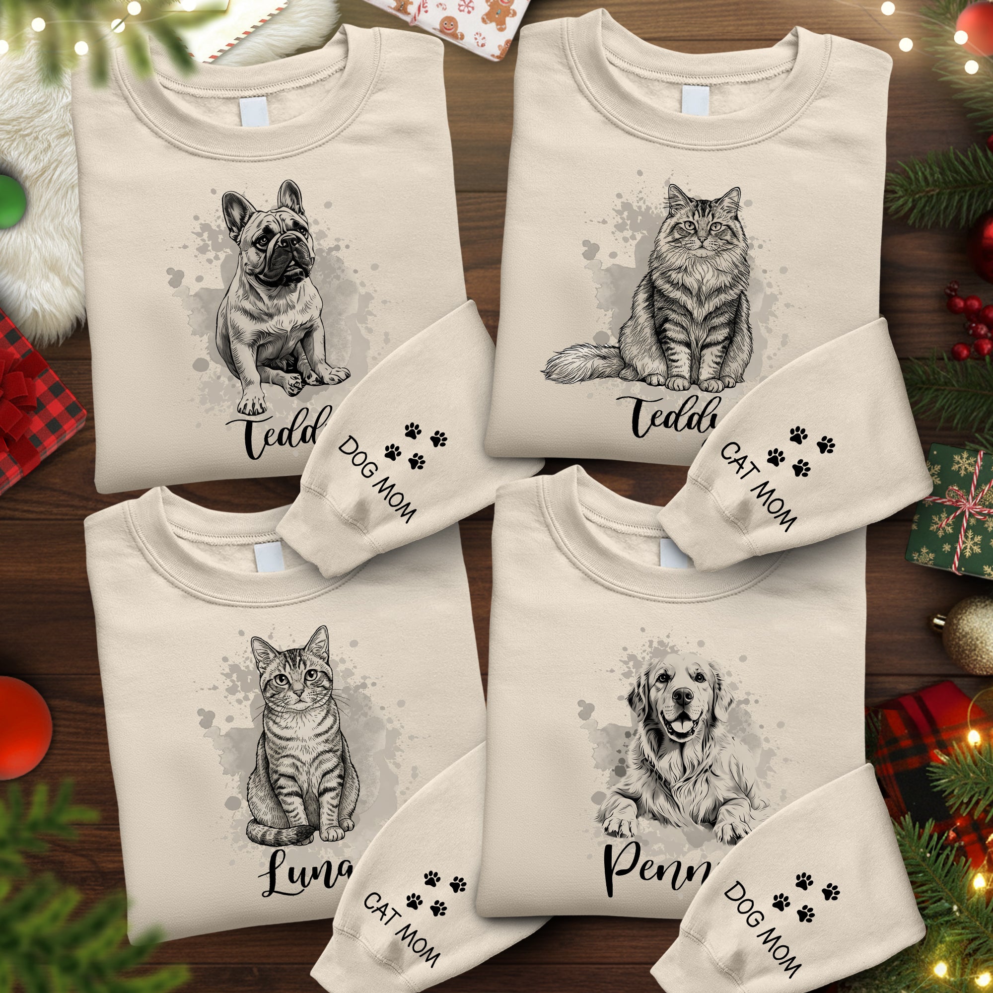 Custom Dog Sweatshirt – Personalized Pet Drawing of Your Dog, Ideal Gift for Dog Lovers