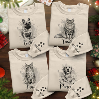 Custom Dog Hoodie – Personalized Pet Portrait Hoodie with Name, Unique Dog Mom Gift