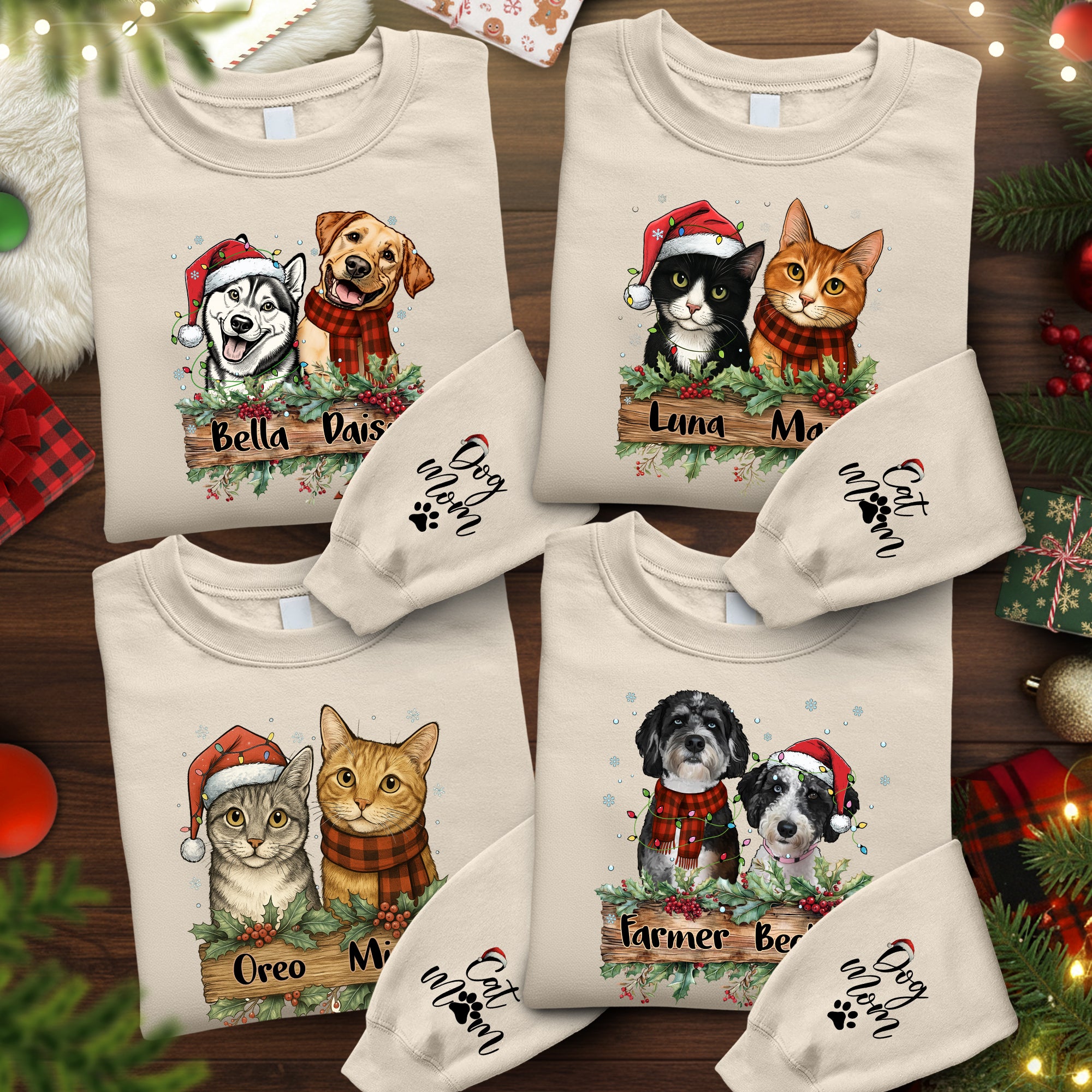 Personalized Pet Sweatshirt – Custom Two Dogs Design