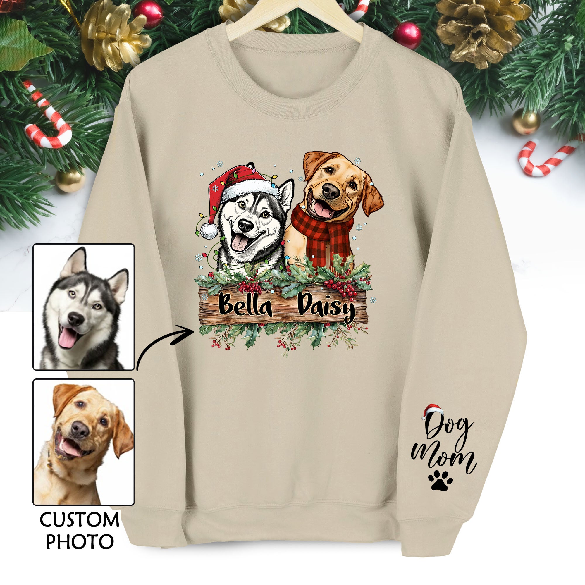 Personalized Pet Sweatshirt – Custom Two Dogs Design