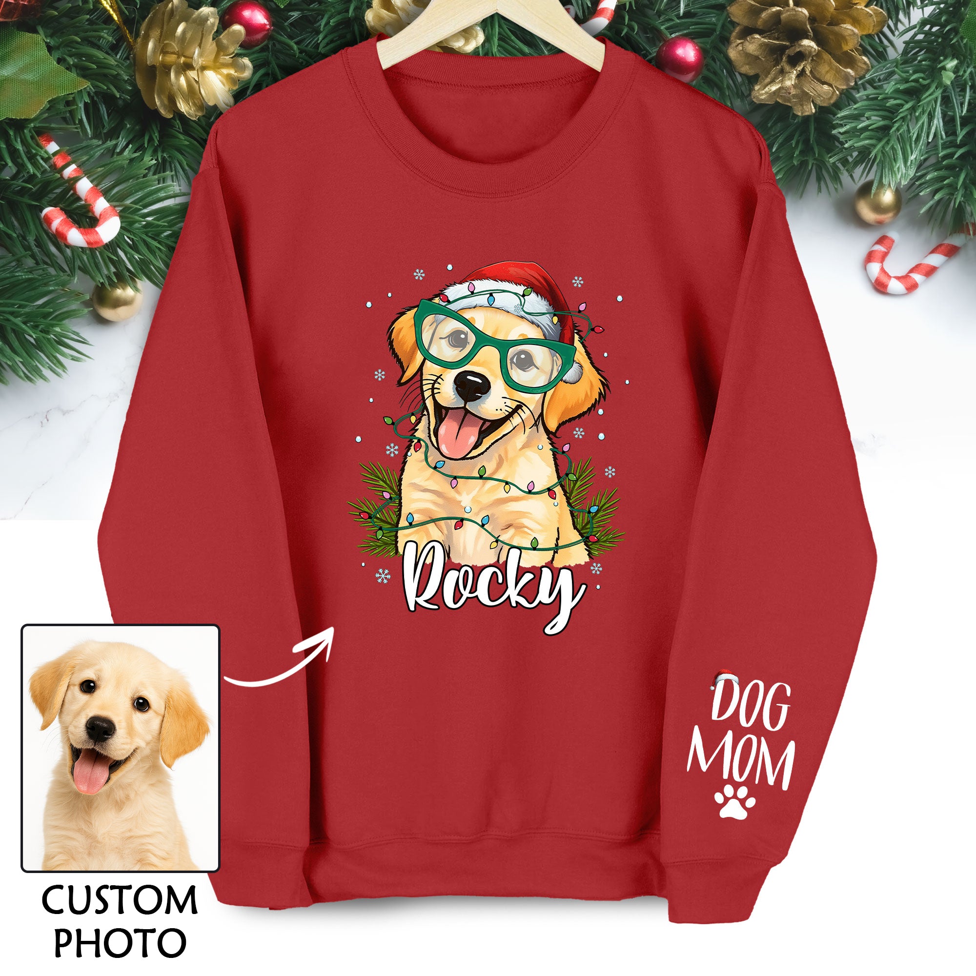 Custom Pet Portrait Sweatshirt – Funny Holiday Dog Gift