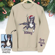 Custom Christmas Pet Portrait Sweatshirt – Personalized Dog Lover Gift for Dog Mom & Dog Dad