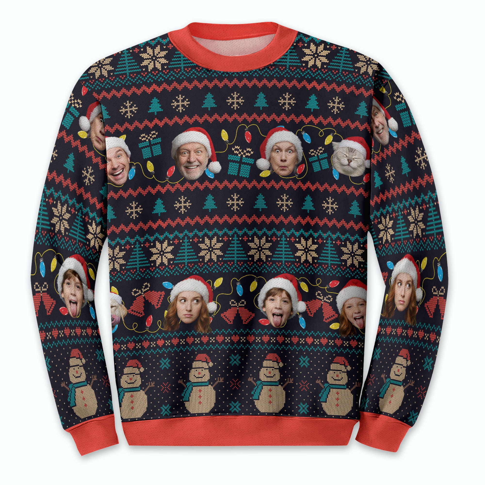 Custom Ugly Christmas Sweater – Personalized Photo Holiday Knit for Family, Pets & Festive Gifts