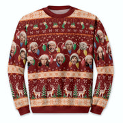 Custom Ugly Christmas Sweater – Personalized Photo Red Holiday Knit for Family, Pets & Seasonal Fun