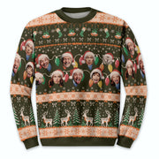 Custom Ugly Christmas Sweater – Personalized Photo Forest Green Holiday Knit for Family, Pets & Festive Cheer