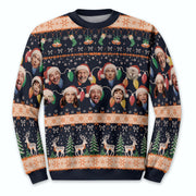 Custom Ugly Christmas Sweater – Personalized Photo Navy Holiday Knit for Family, Pets & Festive Style