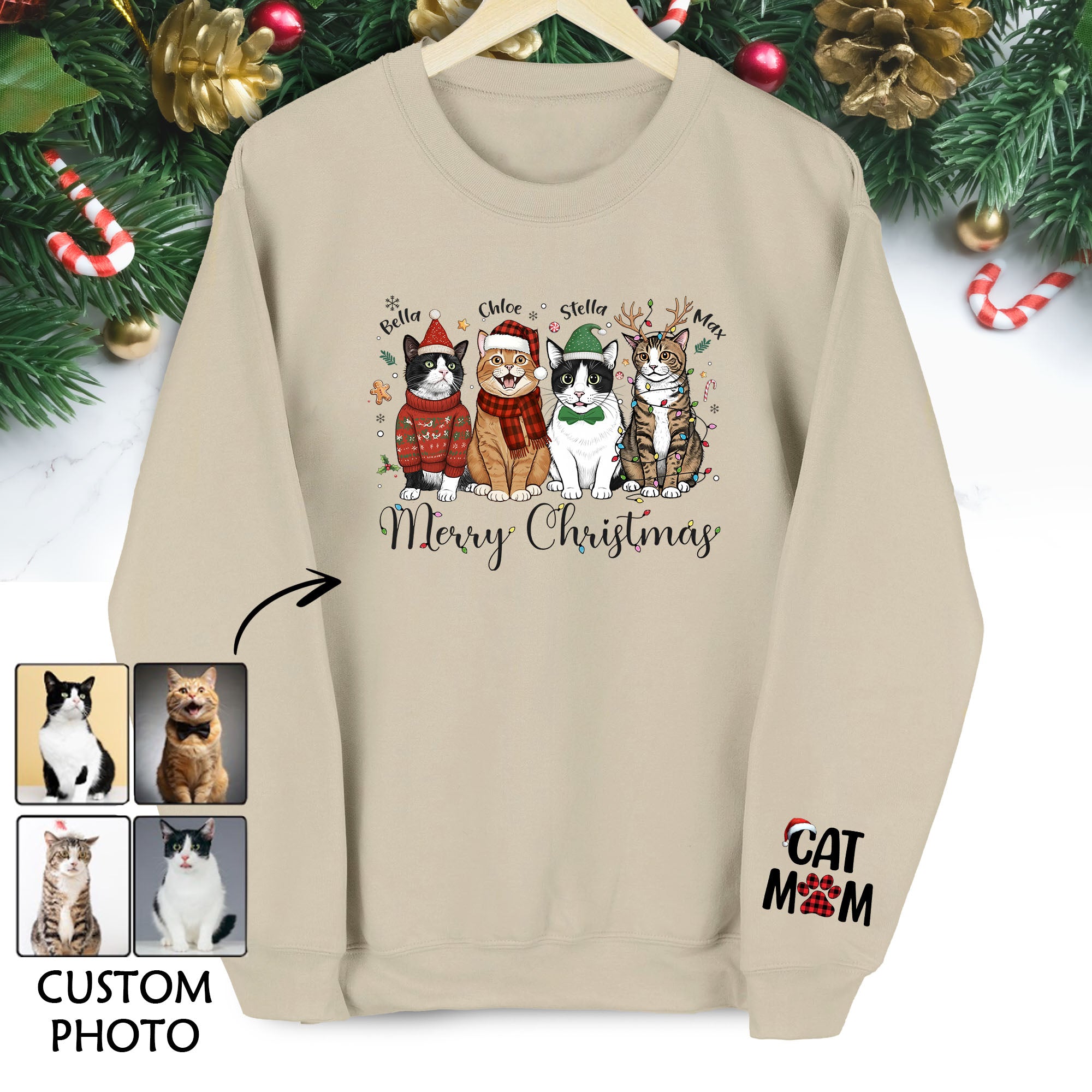 Custom Cat Mom Sweatshirt – Christmas Sweatshirt  for Women