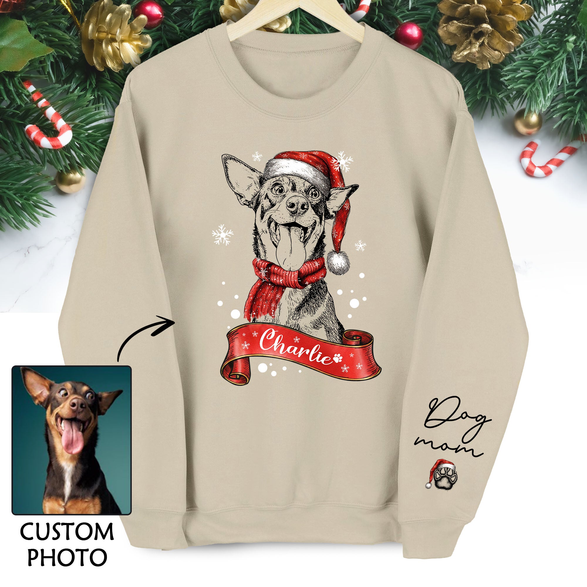 Personalized Dog Mom Sweatshirt, Dog Mom Gift, Christmas Sweatshirts For Women