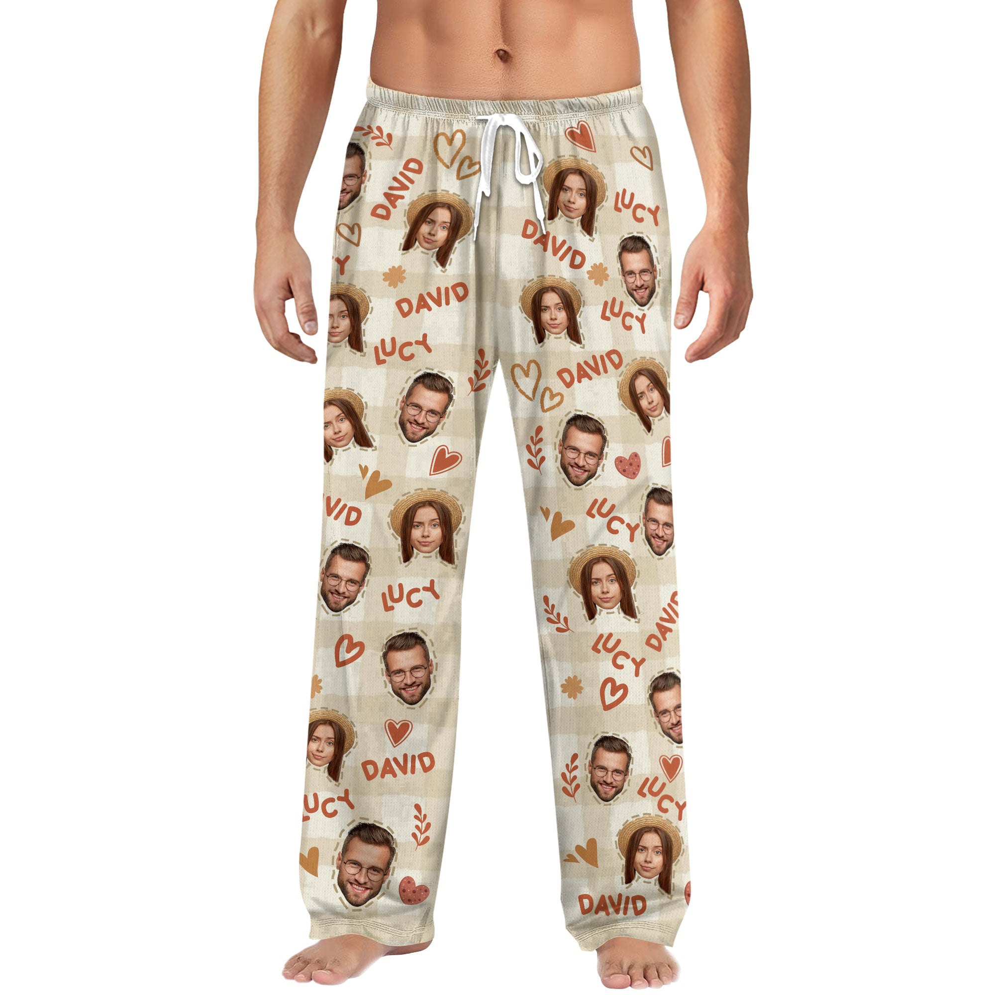 Custom Couples Pajama Pants – Personalized Name Matching PJs Christmas Gift for Husband Wife